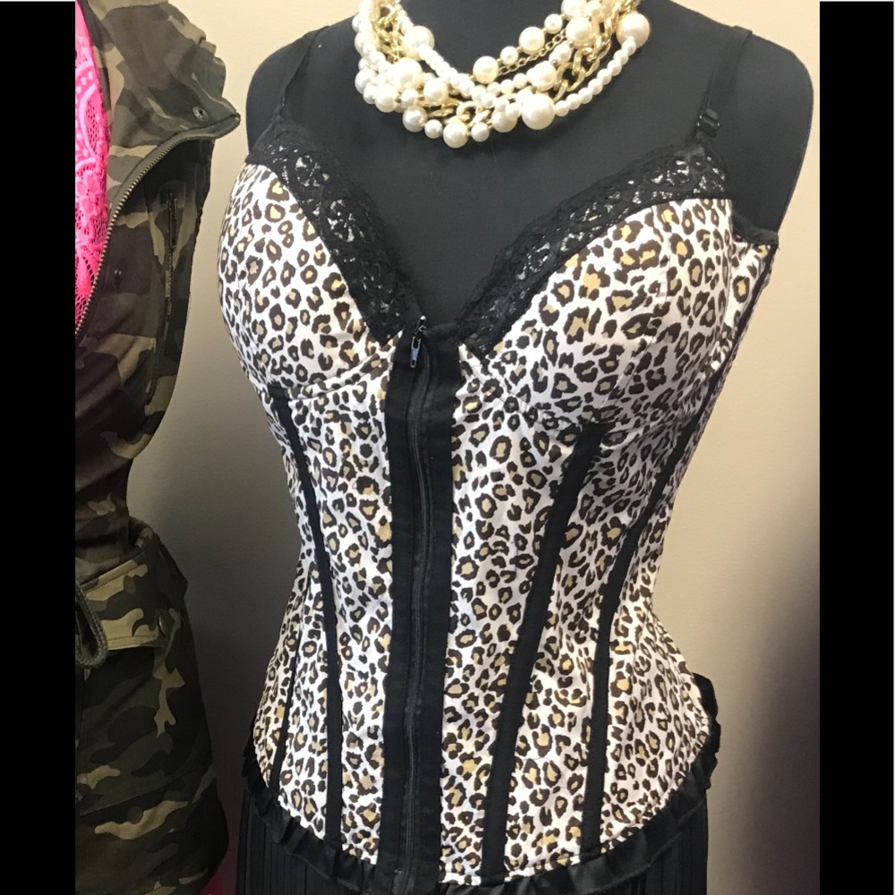 Leopard Print Corset with Zipper